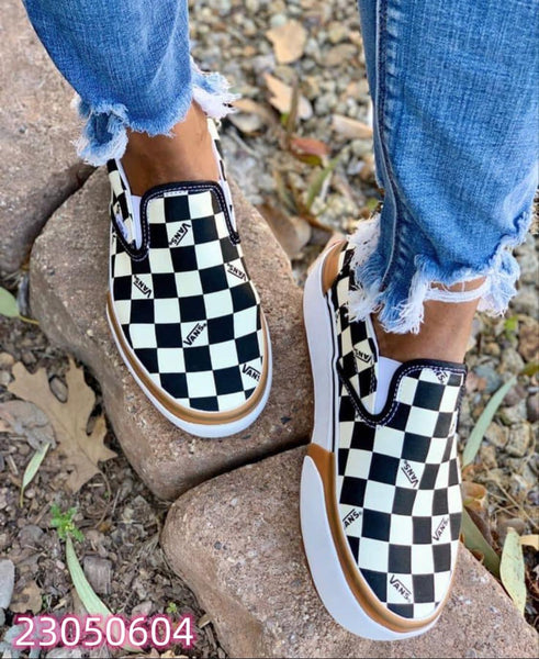 Checkered sneakers slip on