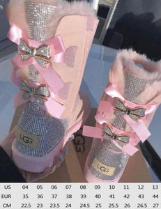 Rhinestones bow boots