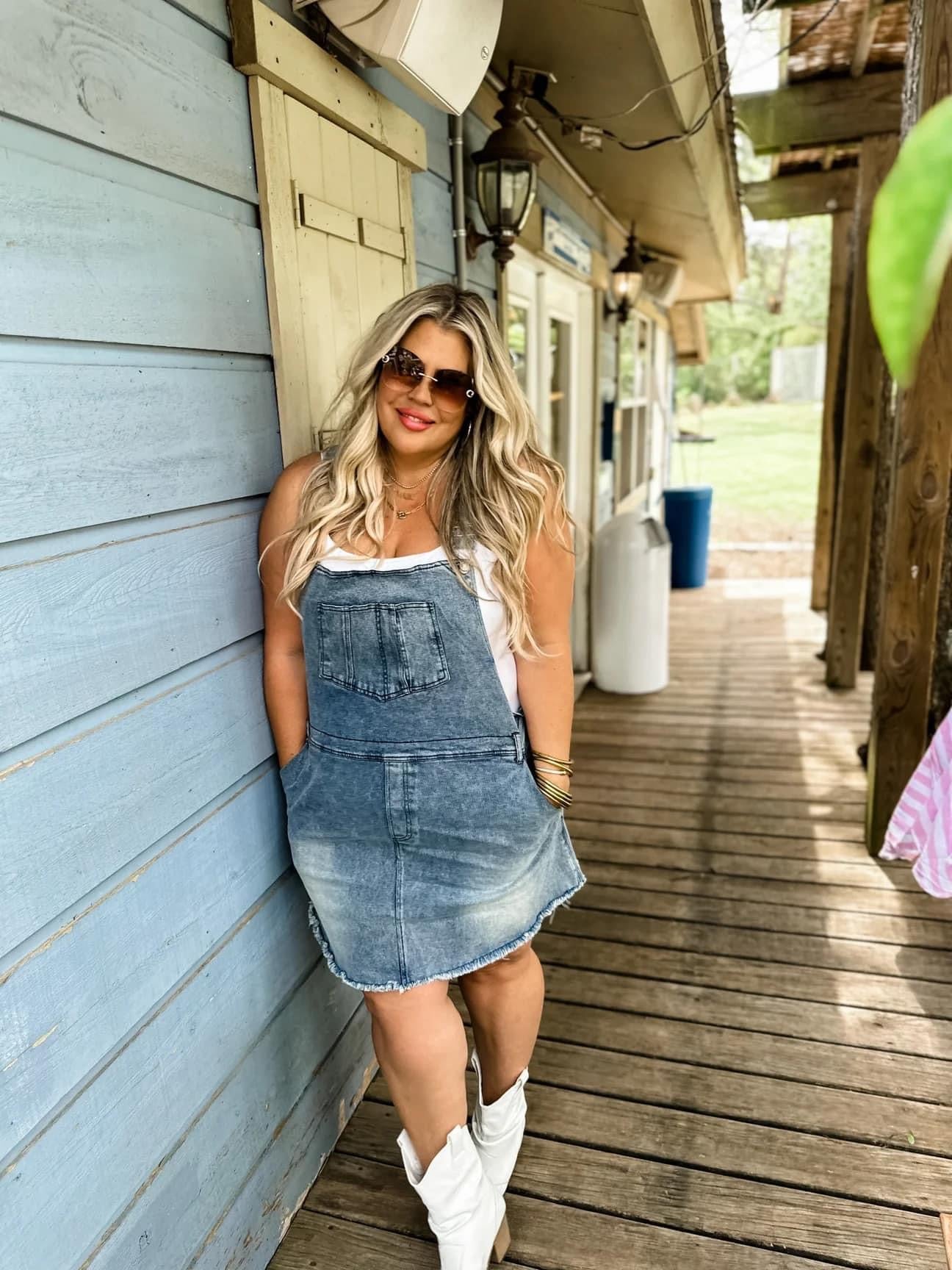 Denim overall dress