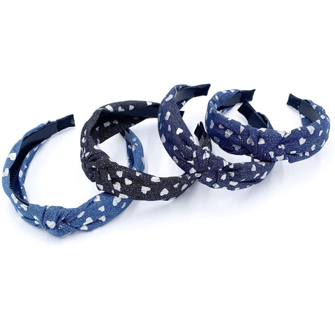 Denim Look Heart Hard Headband