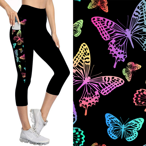 Neon Butterfly V Pocket Capri