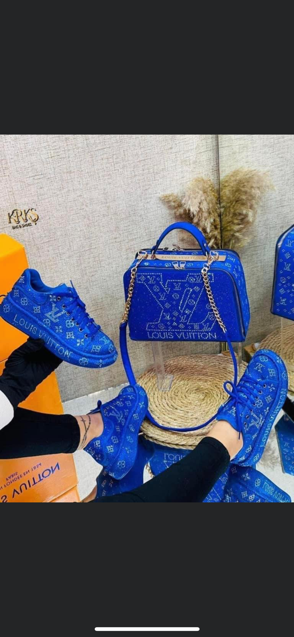 Blue rhinestone sneakers