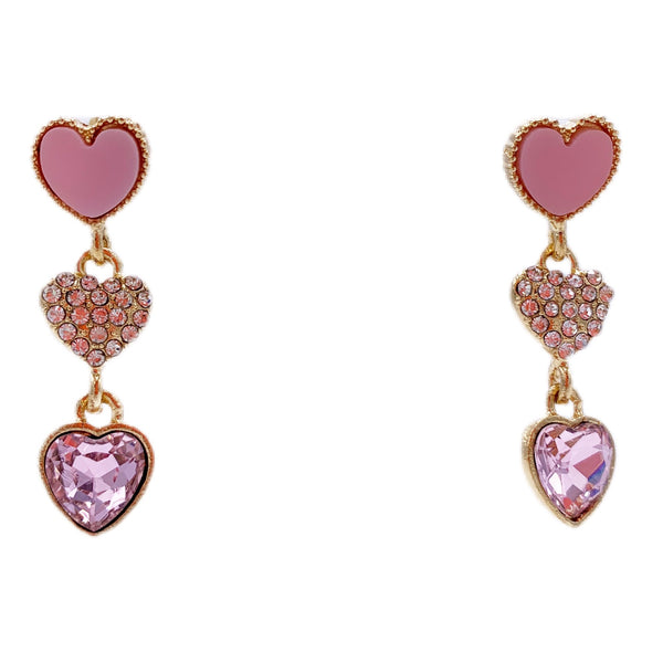 Crystal Heart Dangle Earrings