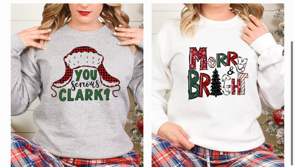 Holiday shirts and sweaters