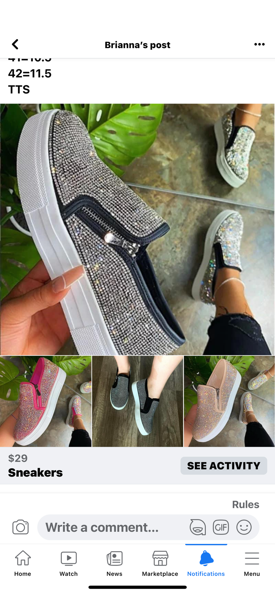 Rhinestone slip on sneakers