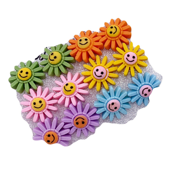 Happy Face Flower Earring Pack