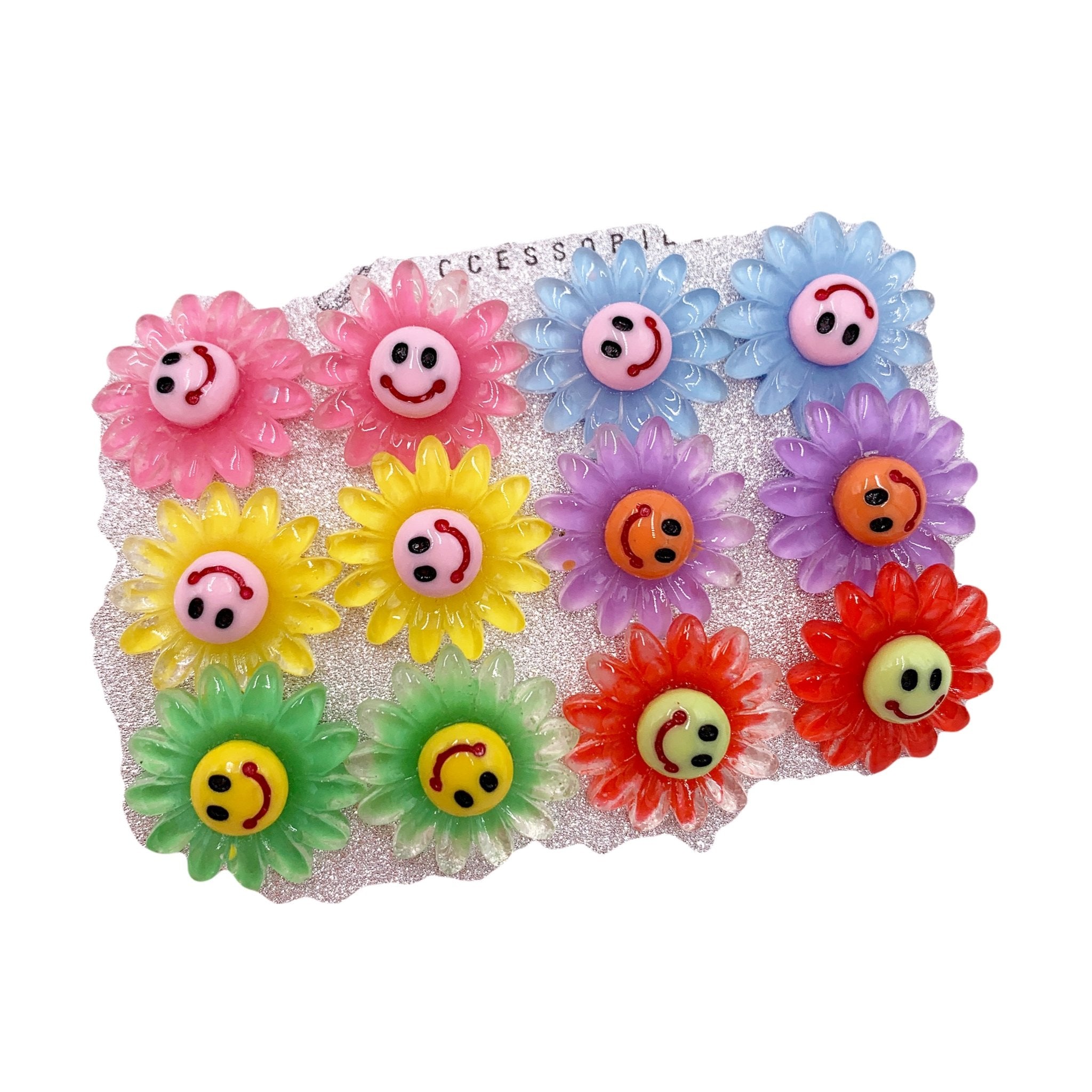 Happy Face Flower Earring Pack