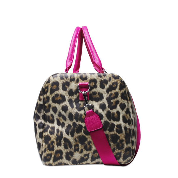 READY TO SHIP * Leopard and Hot Pink Glam Duffel Travel Bag