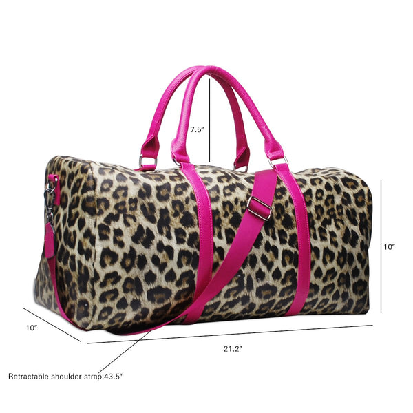 READY TO SHIP * Leopard and Hot Pink Glam Duffel Travel Bag