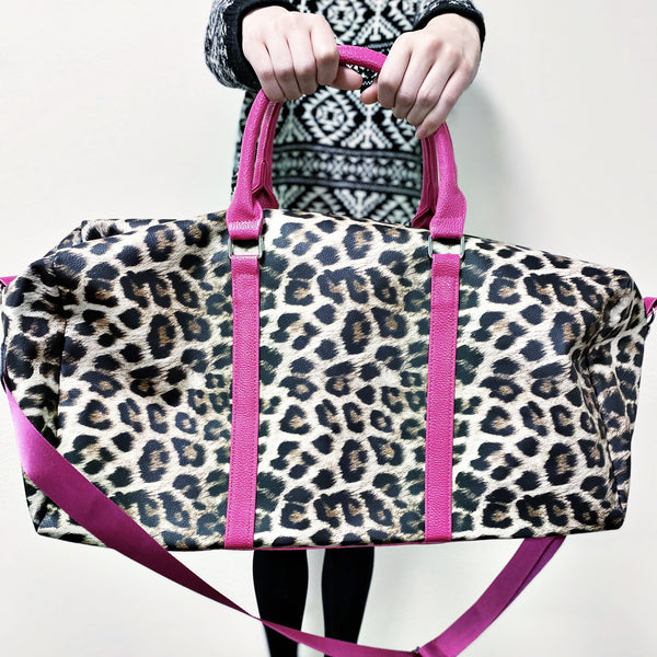 READY TO SHIP * Leopard and Hot Pink Glam Duffel Travel Bag