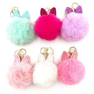 Bunny Ear Pom Keychain