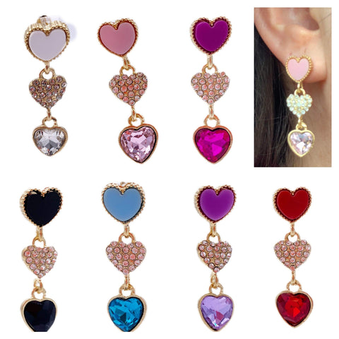 Crystal Heart Dangle Earrings