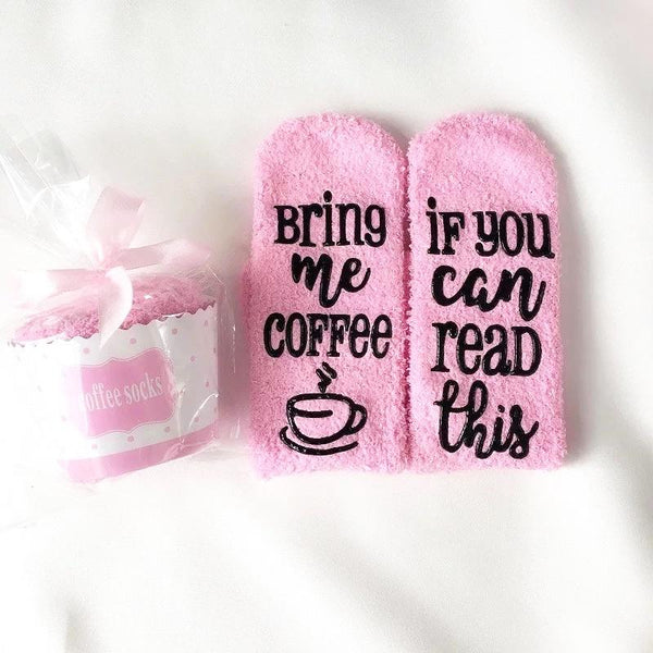 Fuzzy coffee socks