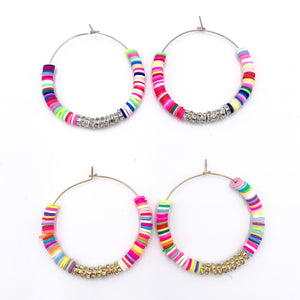 Rainbow Beaded Hoop Earrings