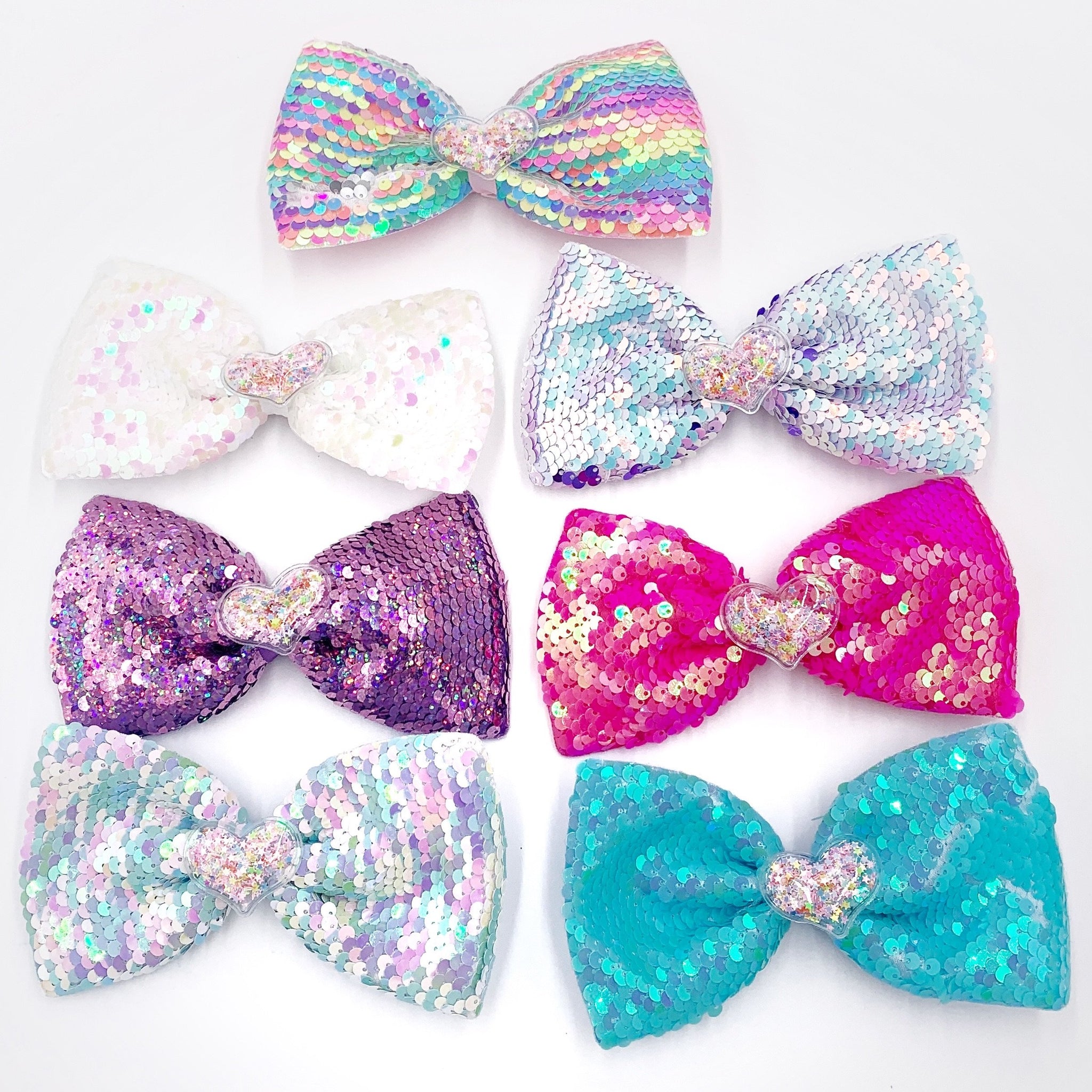 Confetti Heart Sequin Bow