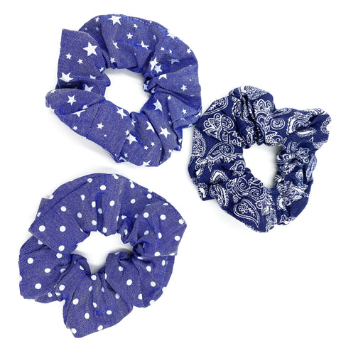 Denim Printed Scrunchie